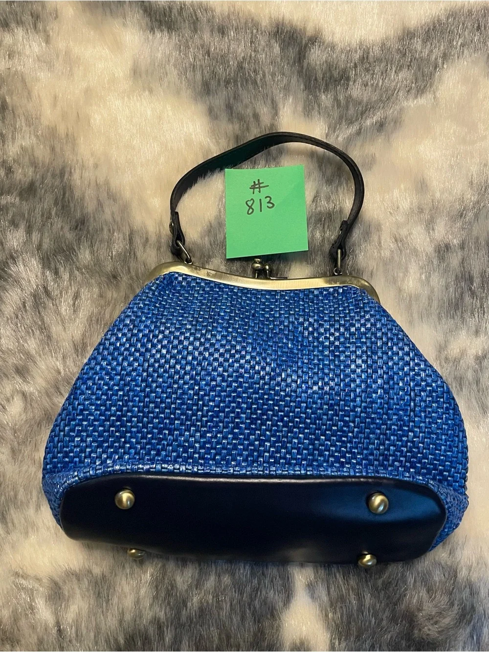 Patricia Nash Laureana Woven Leather Satchel Mirage Blue